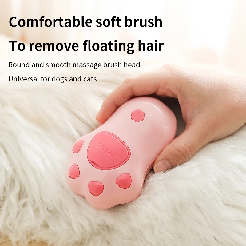 Steam brush for dogs and cats, massage comb with built-in electric water spray, soft silicone, pet hair remova