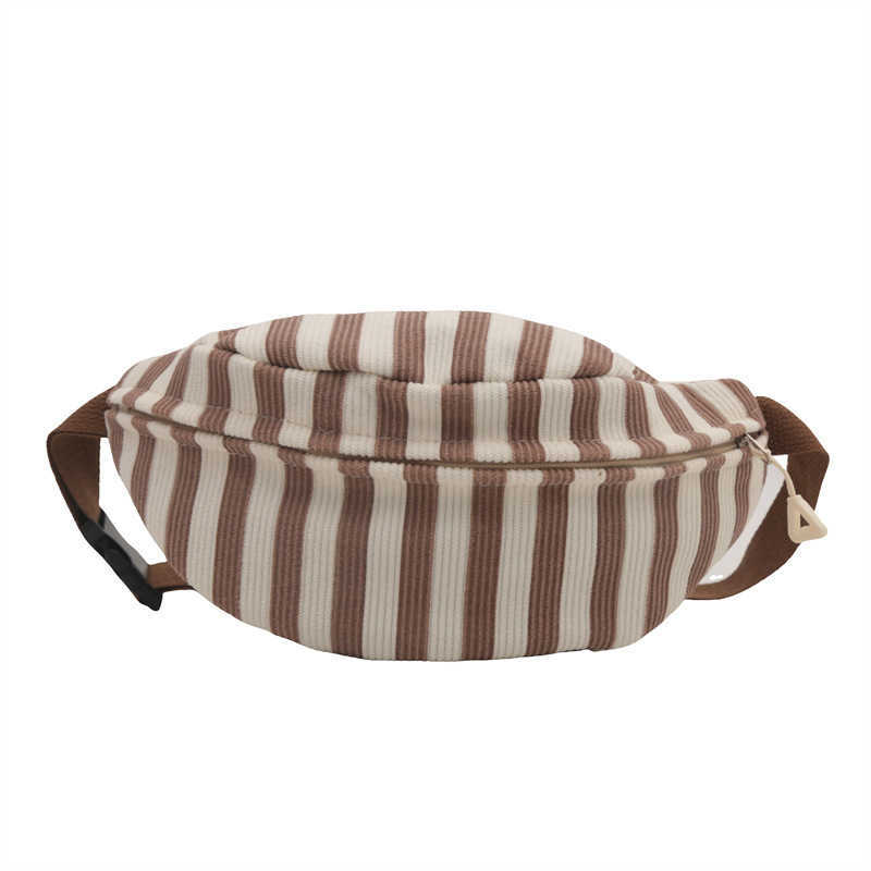 Vertical striped waist bag ins cute, fresh, simple, versatile crossbody bag for girls and girls, chest bag