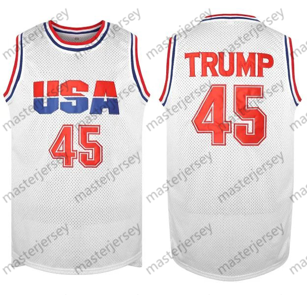 Men's Basketball Jersey Movie Mesh Letters & Numbers 45 TRUMP Sweatshirt - Embroidered , Crew Neck Sleeveless Training Vest, Loose Fit Athletic T