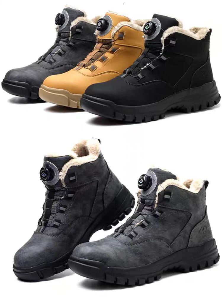 Rotating Buttons Men Safety Boots Autumn Winter Steel Toe Work Boots Indestructible Protective Safety Shoes Men Puncture-Proof 241112