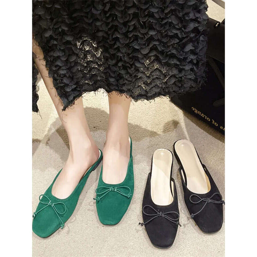 Female Shoes Butterfly-Knot Slippers Flat Cover Toe Low Slides ck 2025 Designer Soft Rubber Scandals Bonded Leather Bu 9b37