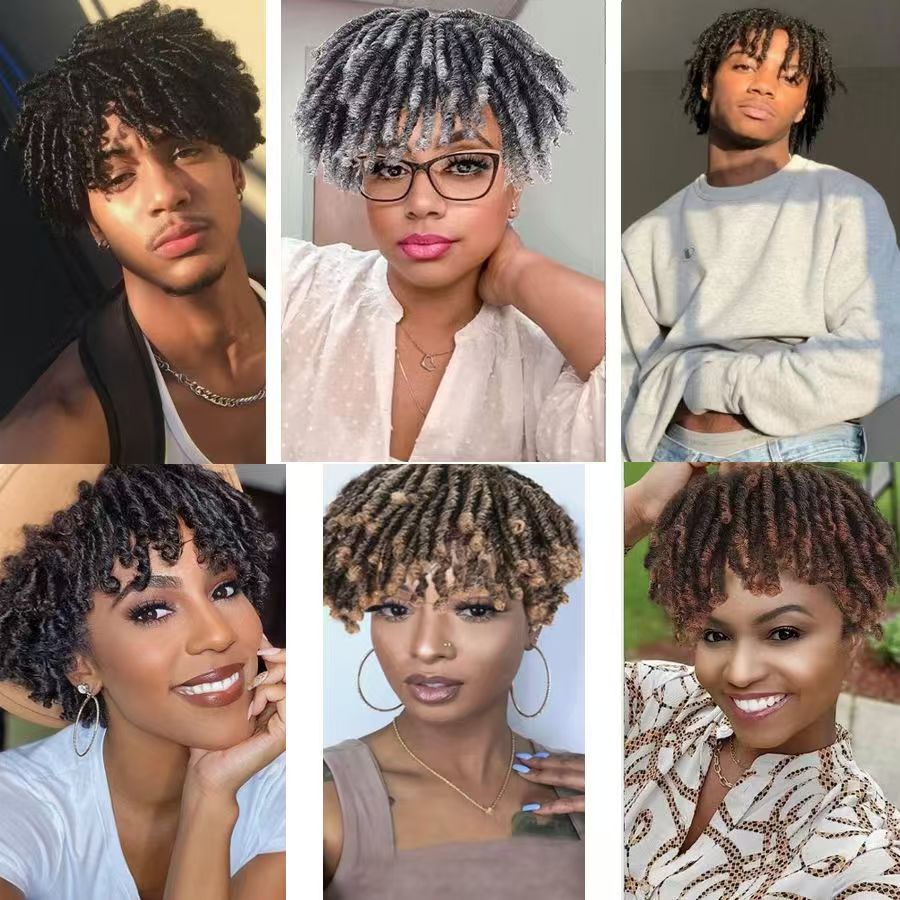 Hair Wigs Synthetic Wigs Mens Hip Hop Dreadlocks Hairpiece Periwig Toupee American Small Roll Fashion Personality Street Boys Hair Sleeve