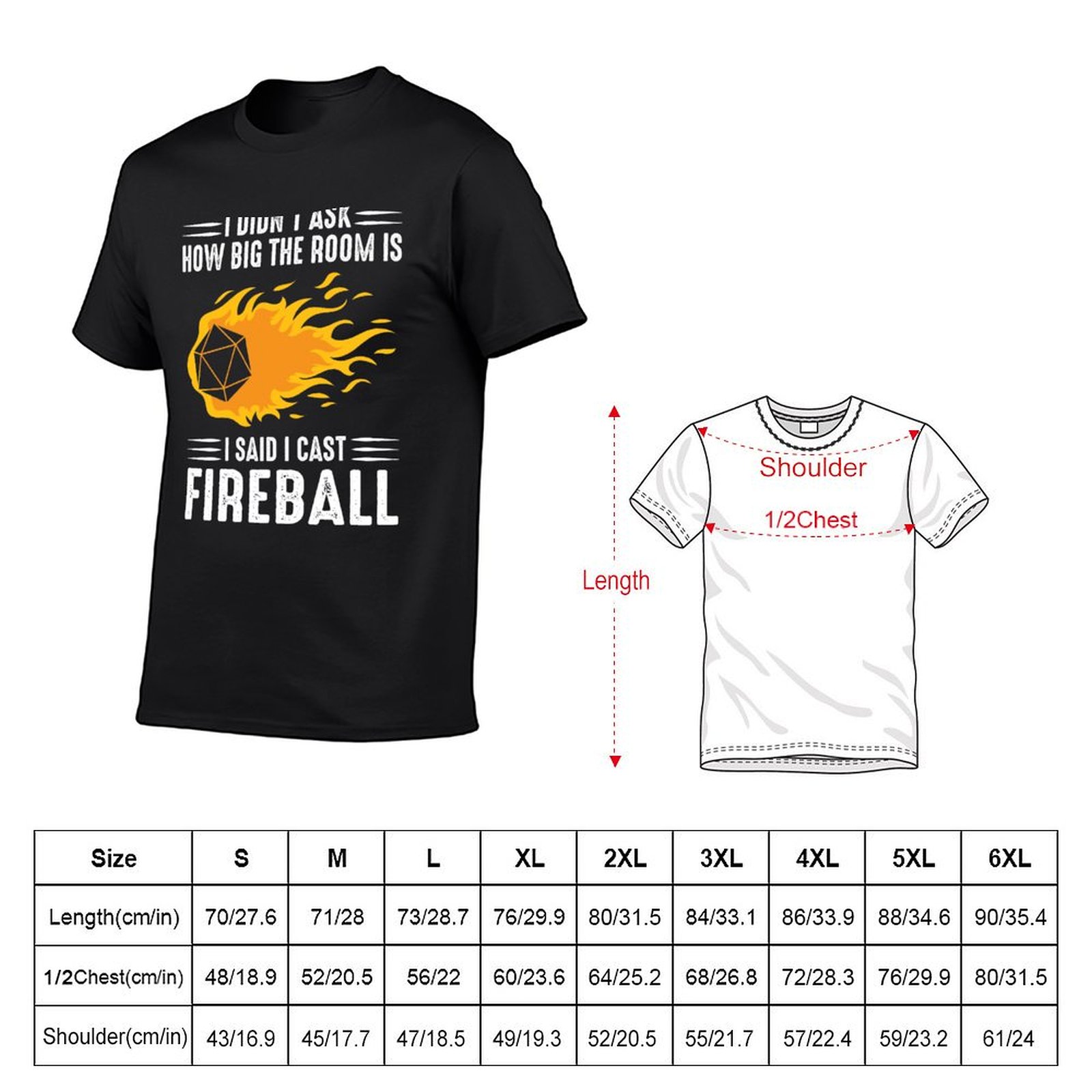 Fireball I Wizard Cast Sorcerer DM Gift TTRPG T-Shirt Tees Aesthetic Clothes Mens Big ddmysmile And Tall T Shirts Smile