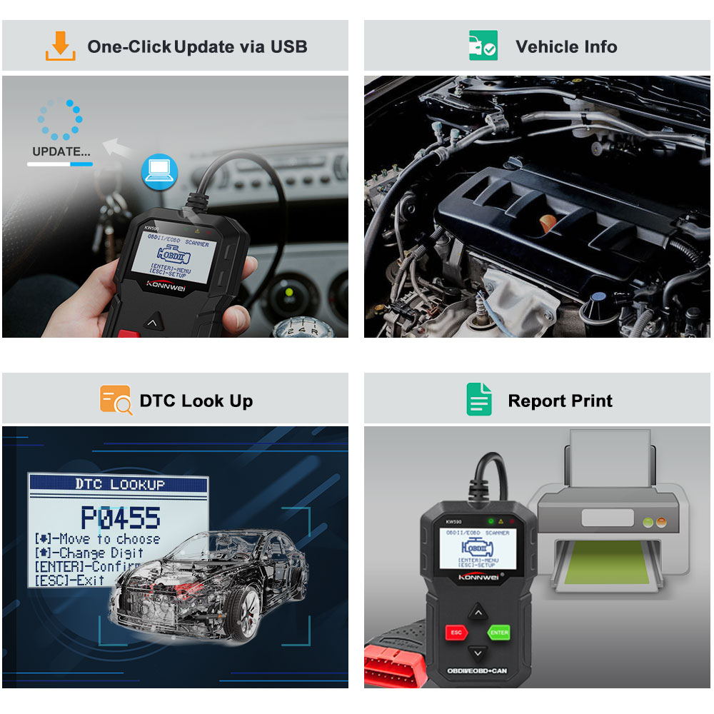 Kw590 Auto Diagnostic KONNWEI Scan ddmysmile Tool Car Code Reader With Russian Automotive OBD 2 Scanner Auto Tools Support Multi-Brands Smile