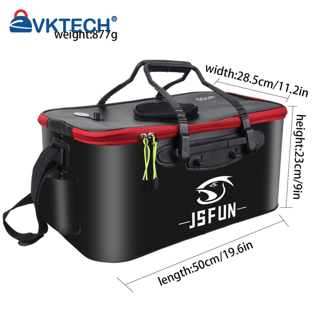 EVA Live Fish Box Carrying Handles Collapsible Fish Bait Bucket Breathable Net Top Cover Live Fish Container for Travel Camping