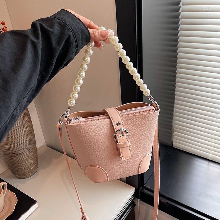 Drawstring High-end Bucket Bag Women's Summer Crossbody Fashion Trend Korean Style National Beaded Handbag Commuter zhanyishengli
