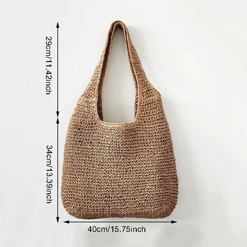 2024 Fashion Rattan Women Shoulder Bags Woven Female Handbags Large Capacity Summer Beach Straw Bags Casual Tote Purses