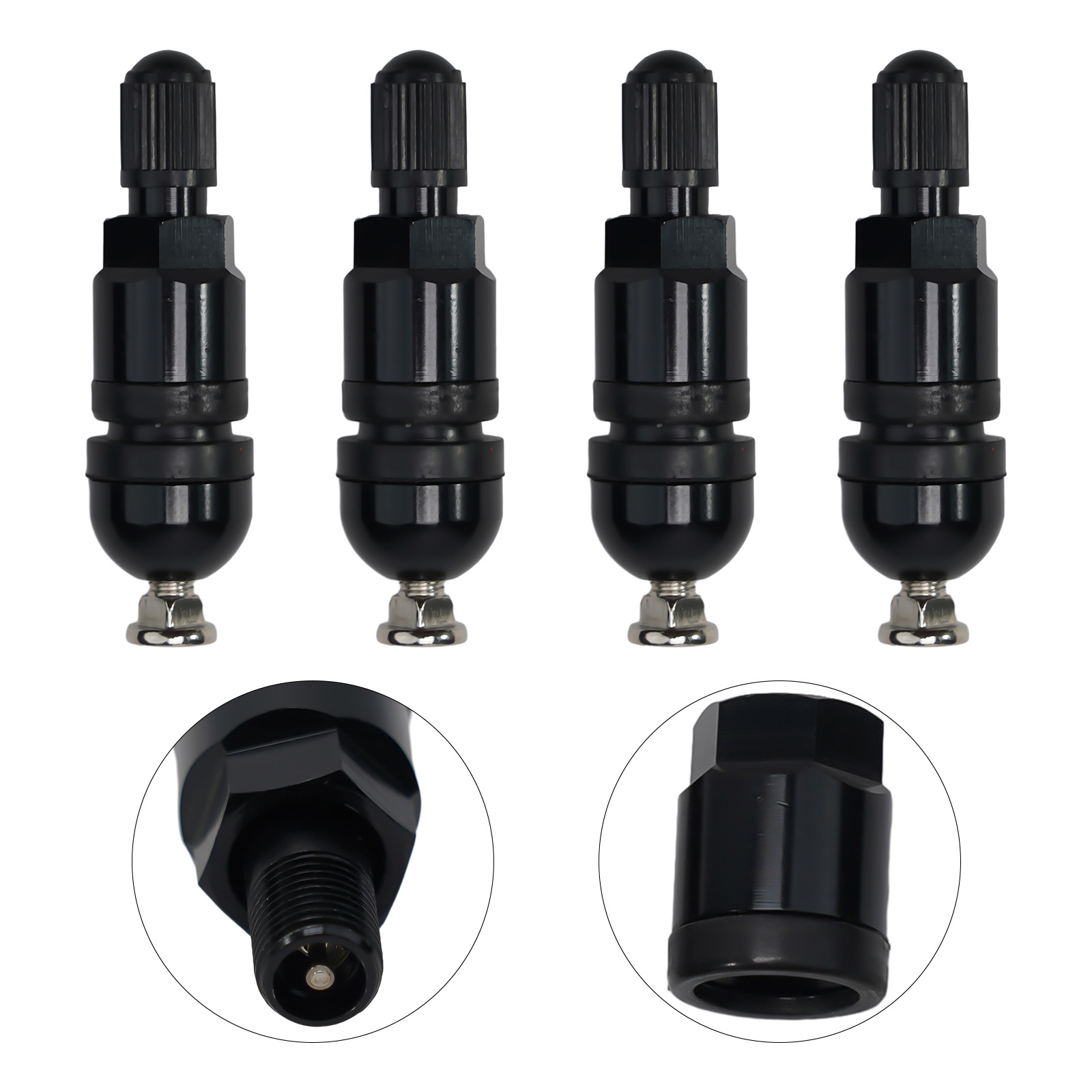 Repair Kit Pressure Monitor Car Repair Tool 4pcs Black Front Left Right Sensor TPMS Valve Stem Sensible Brand New