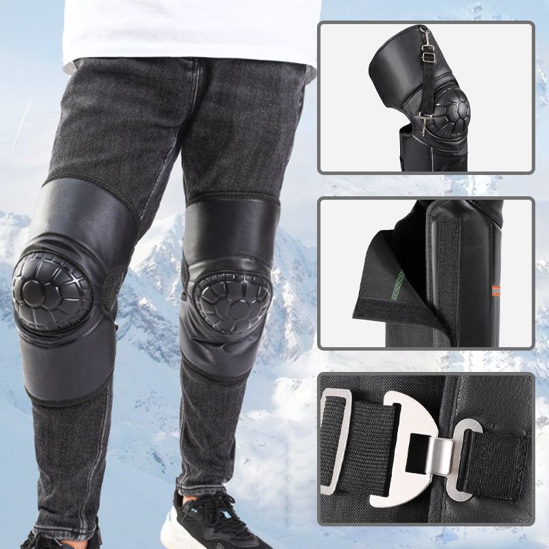Motorcycle Warm Knee Pads PU Winter Riding Windproof Thickened Electric Bike Riding Leg Protector Kneepad Leg Protective