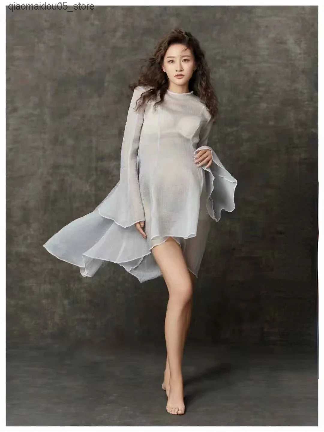 Maternity Dresses Womens Photography Props Perspective Pregnant Dress Elegant Pregnant Dress Studio Shoots Clothing Photos Props Q240413