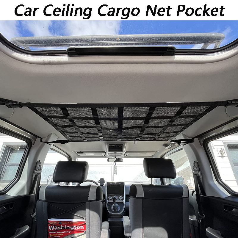 Car Cargo 31.5"X21.6" Ceiling Net Pocket Storage Net Double-Layer Mesh Car Roof Storage Organizer Truck SUV Ddmysmile Travel ddmysmile Campi