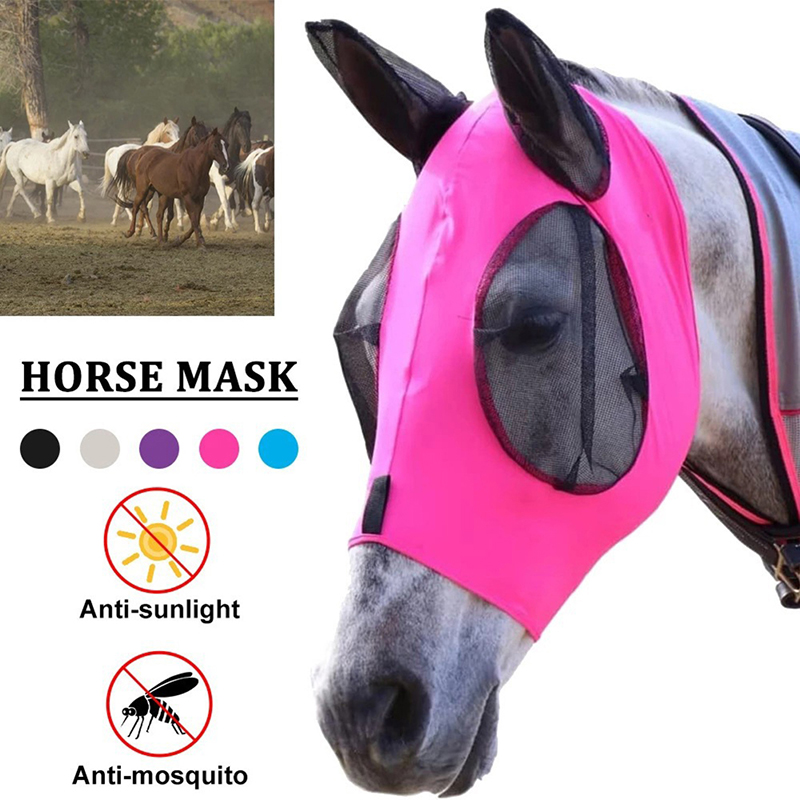 Horse Masks Anti-Fly 1Pc Worms Breathable Stretchy Knitted Mesh Anti Mosquito Ddmysmile Mask ddmysmile Riding Equestrian Equipment Smile