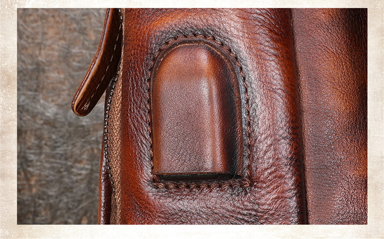 Men's Handmade Messenger Shoulder Bag Zipper Business Men Chest Pack Retro Soft First Layer Leather Vintage Style BagVoyage