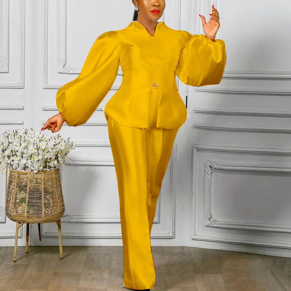 Elegant Office Ladies 2 Pieces Pants Sets Solid Satin Blouse Long Trousers Straight y High Quality Female Outfits 241111