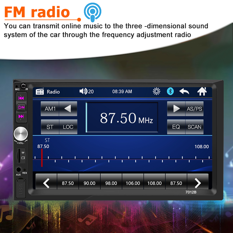7'' Multi-language 2 Din Car Radio BT MP5 Player Auto Multifunctional Car Stereo 12V Touch Screen Bluetooth Carplay With Camera