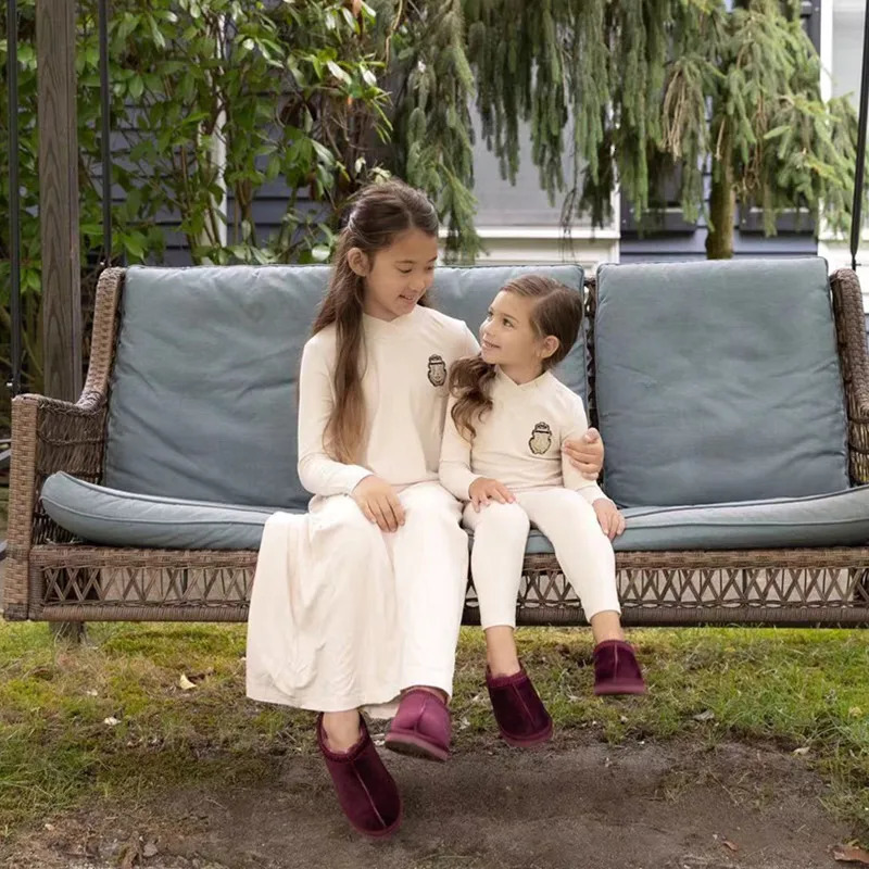 AP emblem Modal pjs black burgundy beige family matching clothes kids boys girls autumn winter casual clothing 241112