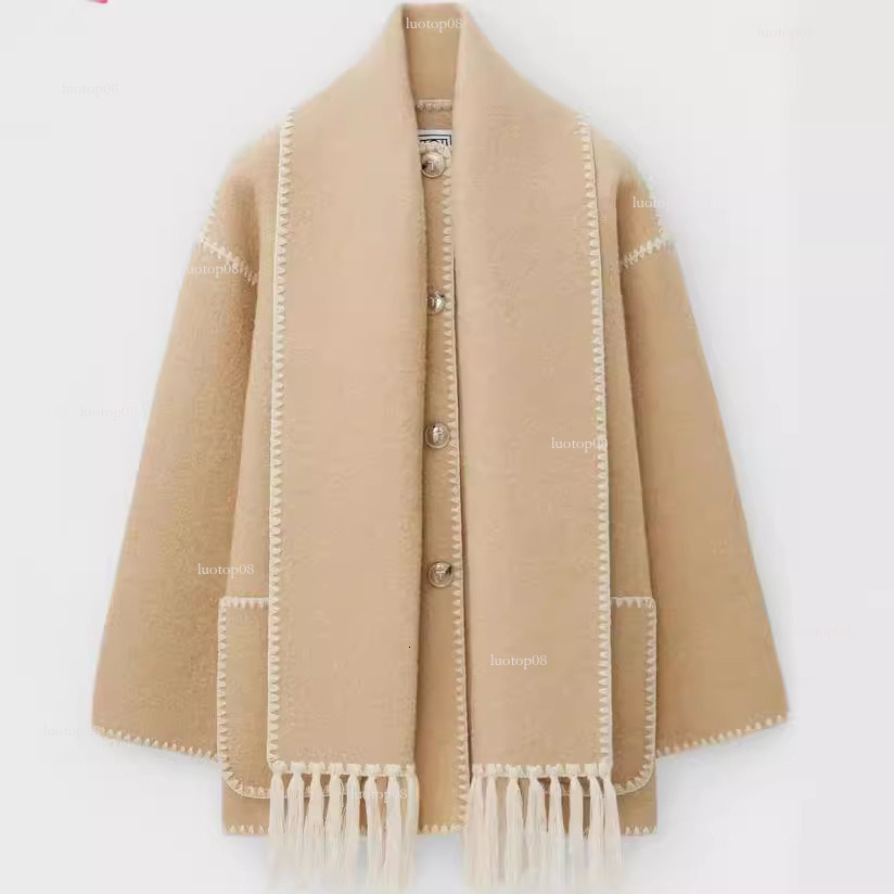 winter jacket women womens coat european and american womens clothing 2024 autumn and winter new fashion woolen coat thickened loose with scarf tassel