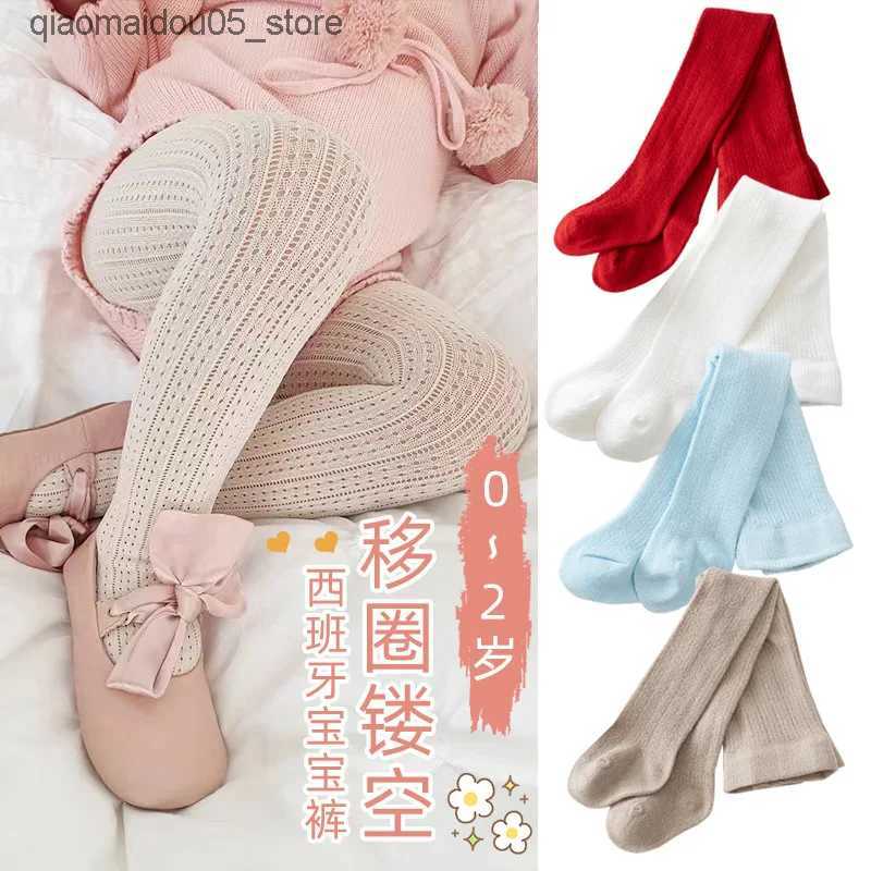 Kids Socks Spanish style baby tight fitting jumpsuit with hollow stockings suitable for childrens summer mesh girl pantyhose Q240413