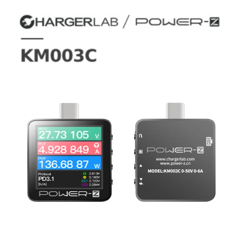 POWER-Z USB Tester KM003C Micro Digital Voltmeter QC5.0/PD3.1 Voltage Current Power Detector For Phone Motherboard Repair Tools