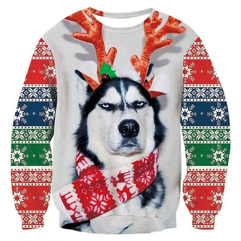 3D Print Christmas Funny Animal Sweatshirts Costume For Men Women Round Neck Pullover Cat Dog Graphic Hoodie Unisex Sudaderas LX241113
