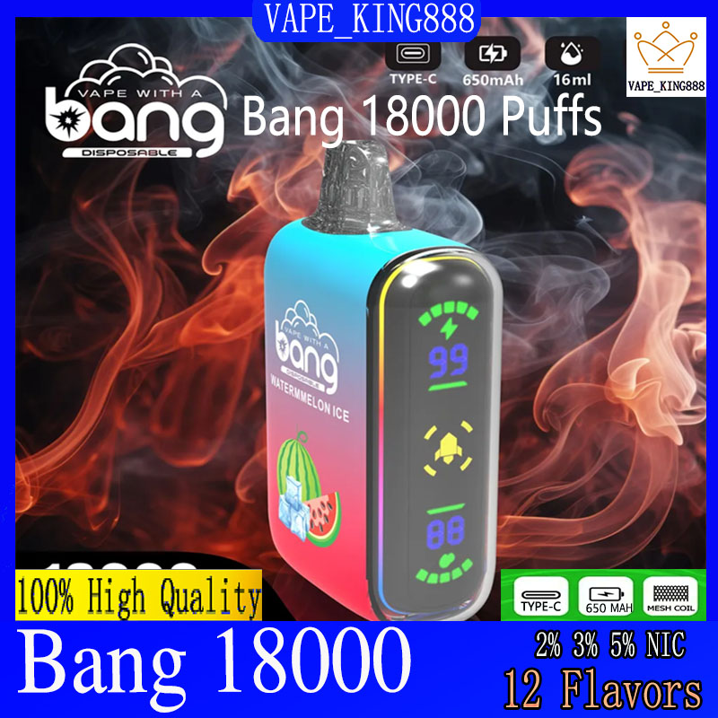 Original Bang Puffs 18000 Puff 18k Fumot Digital Box Smart Screen Electronic Cigarettes Disposable Vapes Rechargeable Battery Vaper VS Puff
