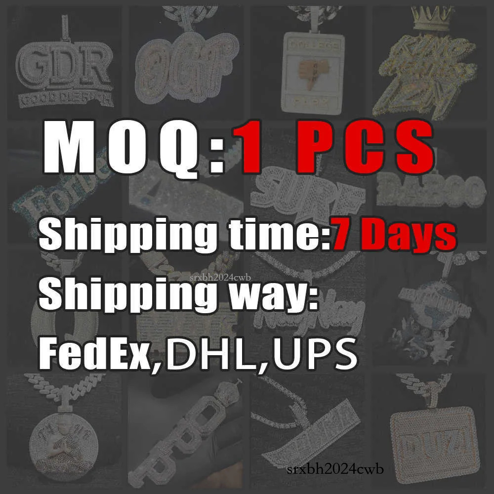 Hip Hop Dia Chains Necklace Mossanite S Sier Iced Out VVS LAB Moissanite Cuban k Chain