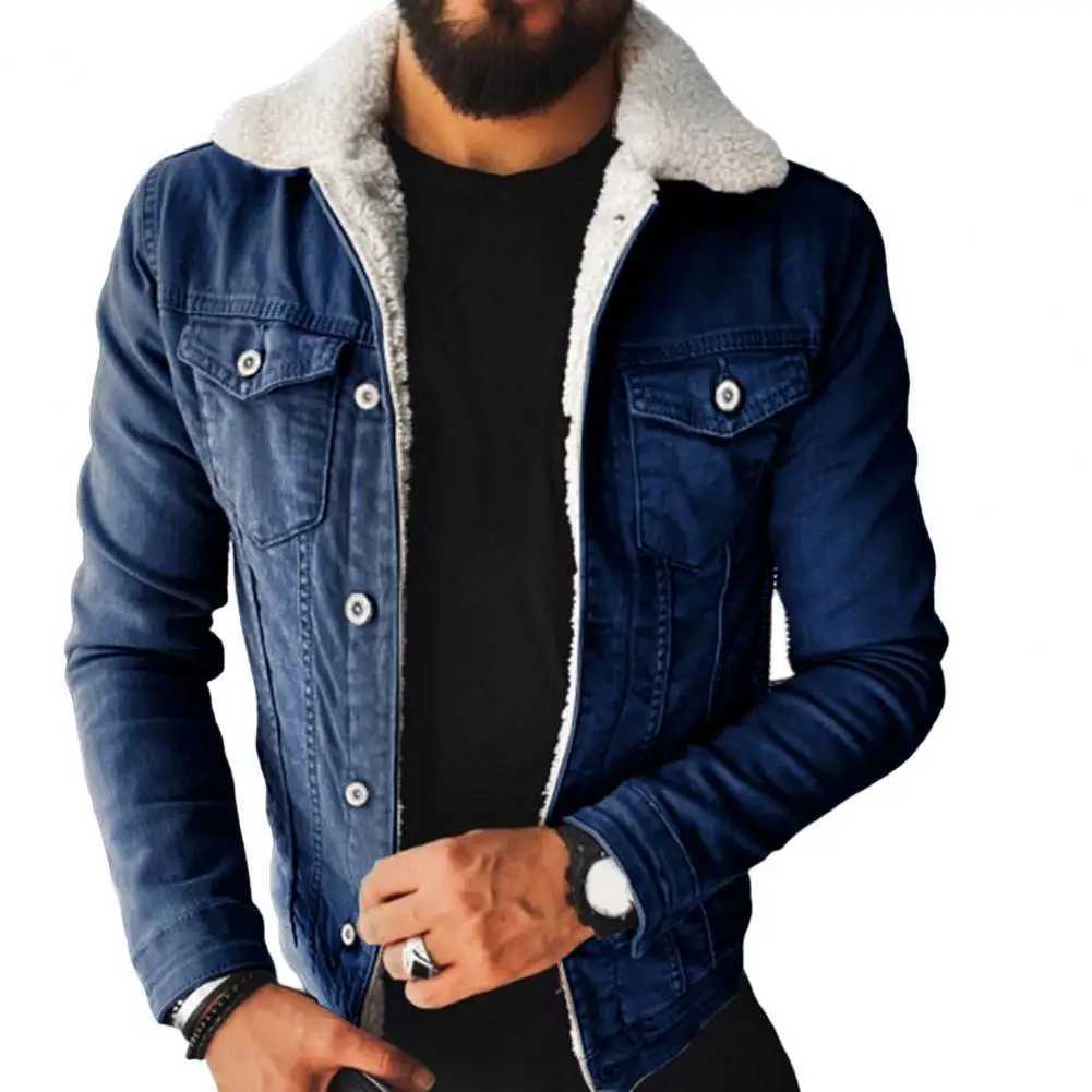 New Arrival Popular mens outerwear winter denim jacket lapel punk lapel coat lining Z241112