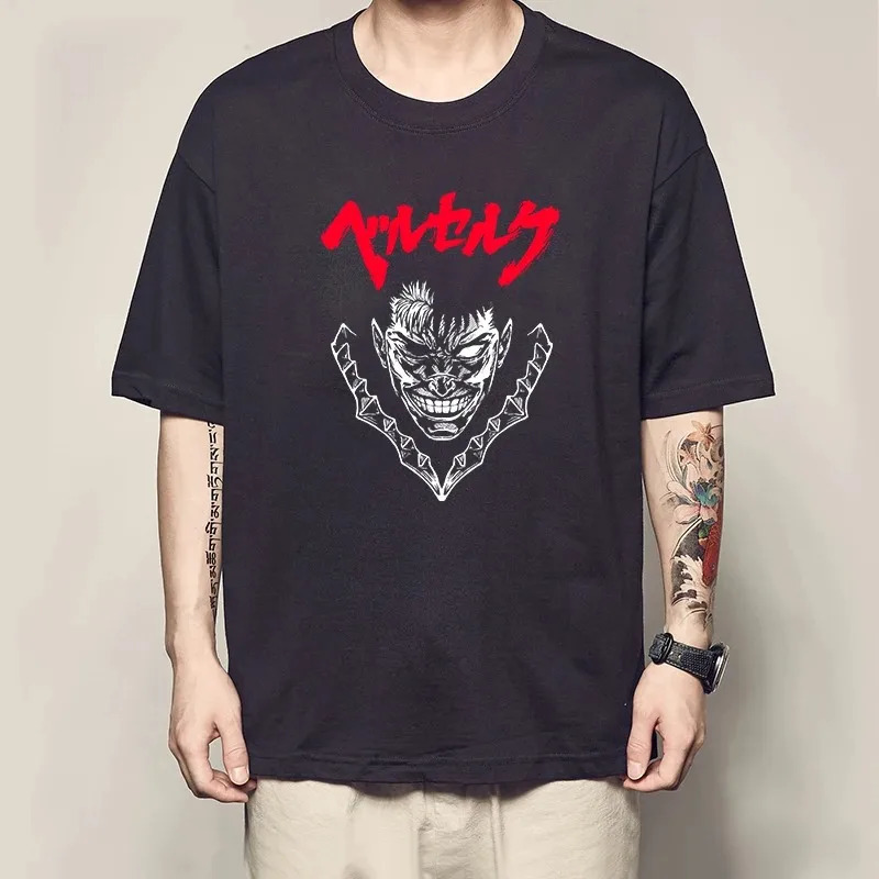 Berserk T Shirts Guts Funny T Shirt Men Cool Manga Graphic T-Shirt Japanese Anime Women Cotton Harajuku Hip Hop Tees Y2k Tops 240409