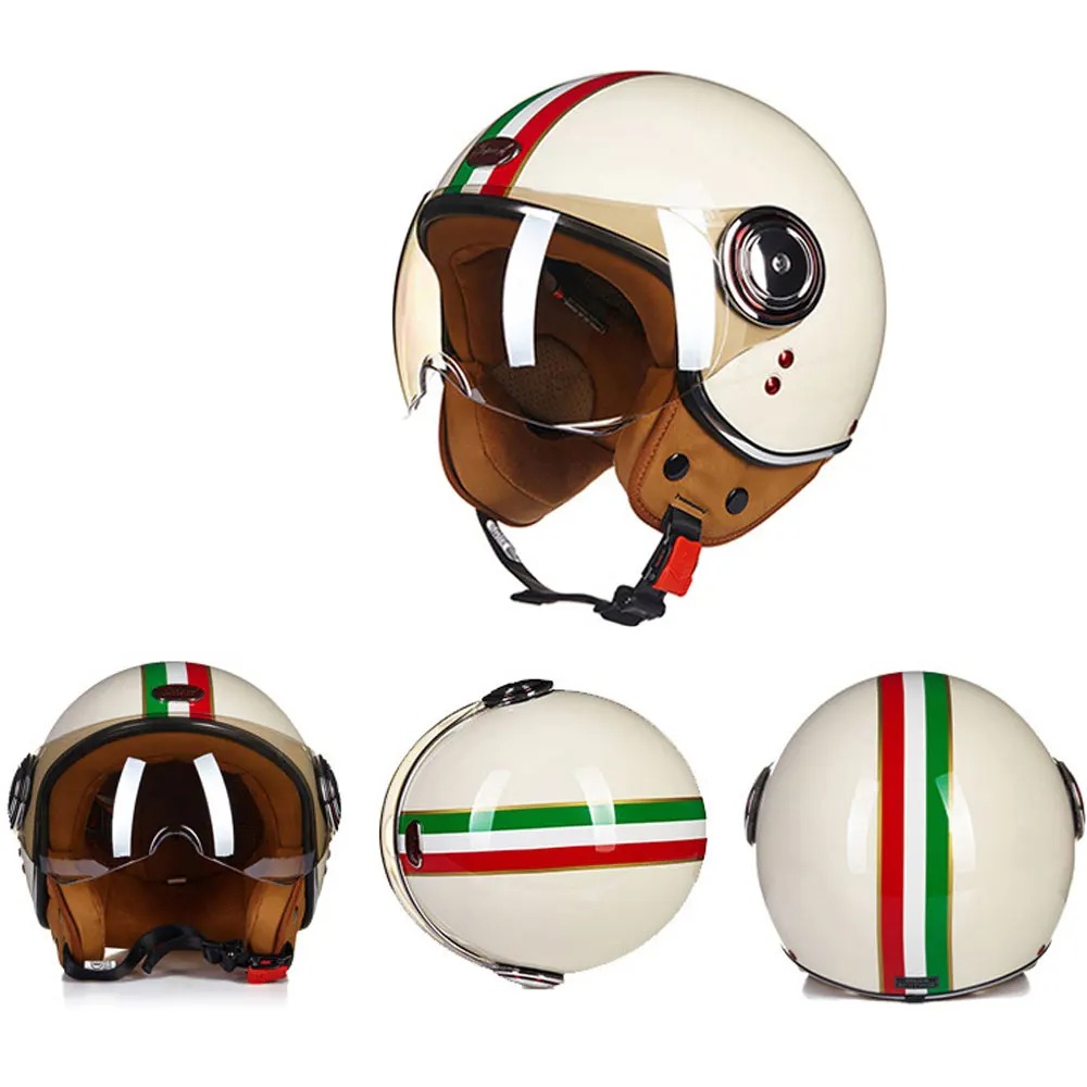 Helmet Vintage Motorcycle BEON Moto ddmysmile Helmet Moto Capacete De Moto Men Women Moto Scooter Chopper 3/4 Open Face Motorbike Helmet Smile