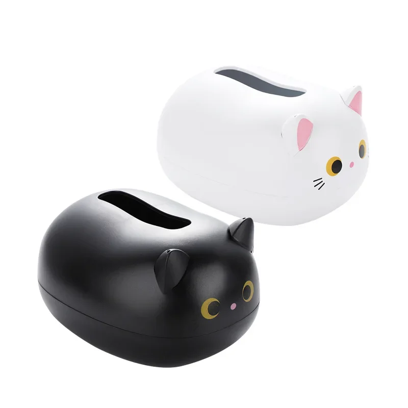 Kawaii Cat Tissue Box Livingroom Napkin Storage Box Kitchen Paper Container Desktop Toilet Paper Holder for Bathroom Dormitory