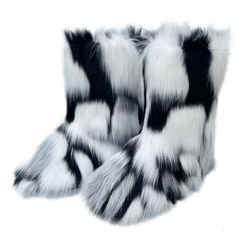 cute imitation raccoon fox fur shibuya spicy girl thickened largesized medium length fur snow boots