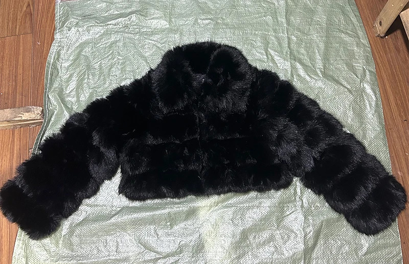 Casual white black fluffy winter faux fur coat womens short jacket long sleeved cut fluffy fur jacket womens coat 241112