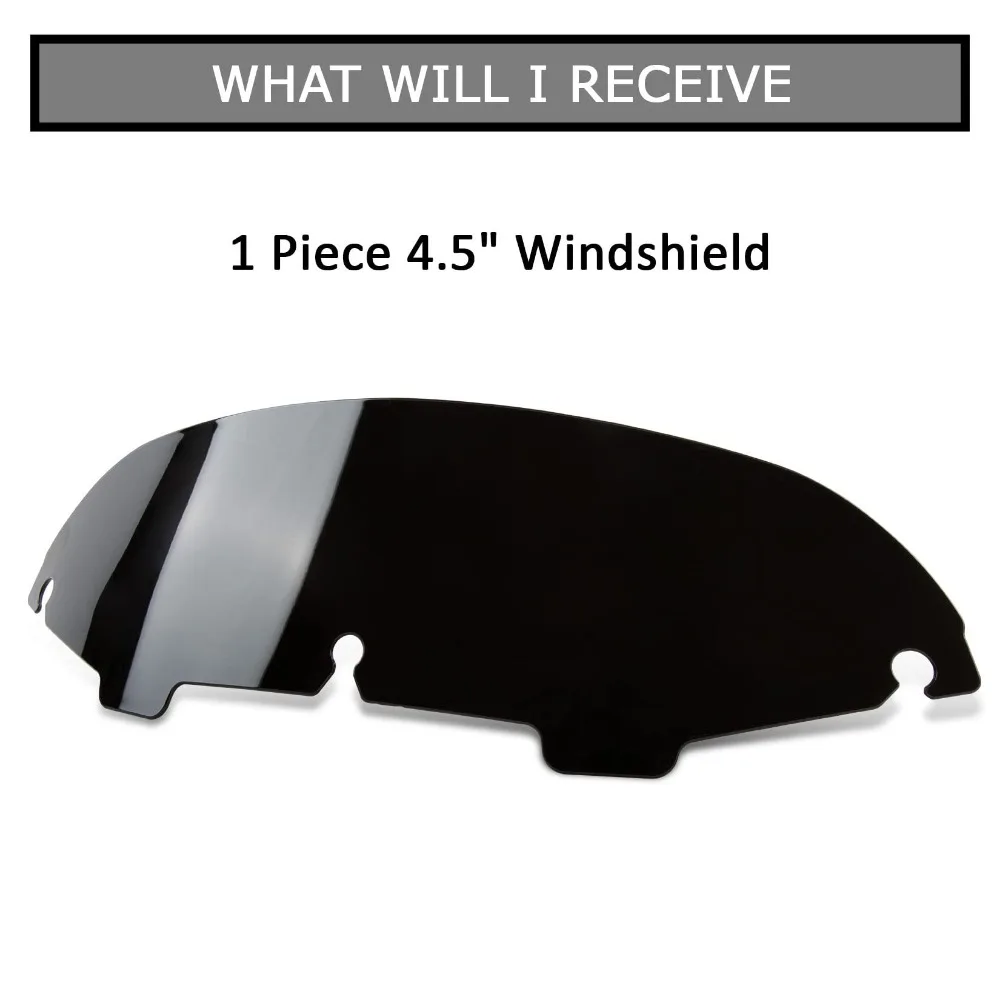 4.5" Wave Motorcycle Windshield Windscreen Wind for Harley Touring Street Glide Electra FLHTCU Ultra FLHTK Tri Glide 1997-2013 4.5" smile 4.