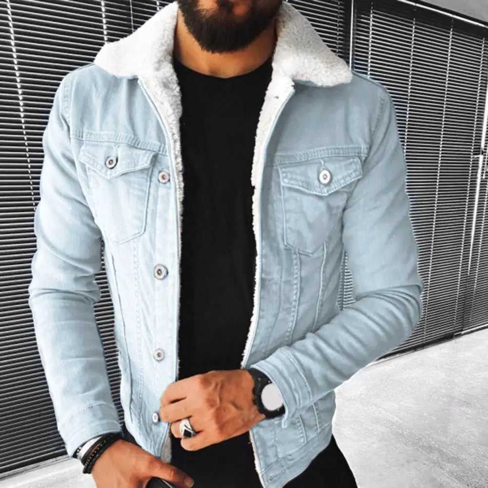 New Arrival Popular mens outerwear winter denim jacket lapel punk lapel coat lining Z241112