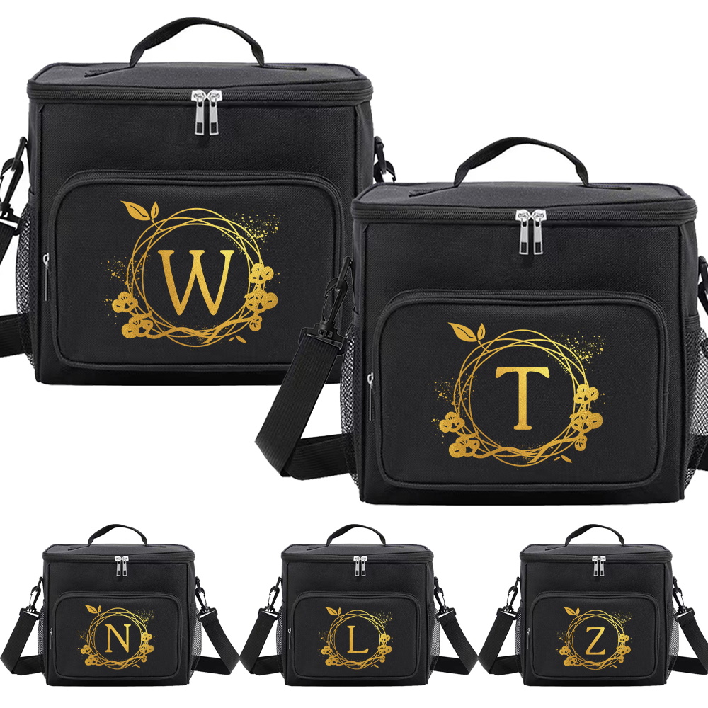 Pocket Lunch Container Front Bag Children Black Color Multifunctional Lunch Box Microwave Safe Dinner Box Wreath Printing Series smile