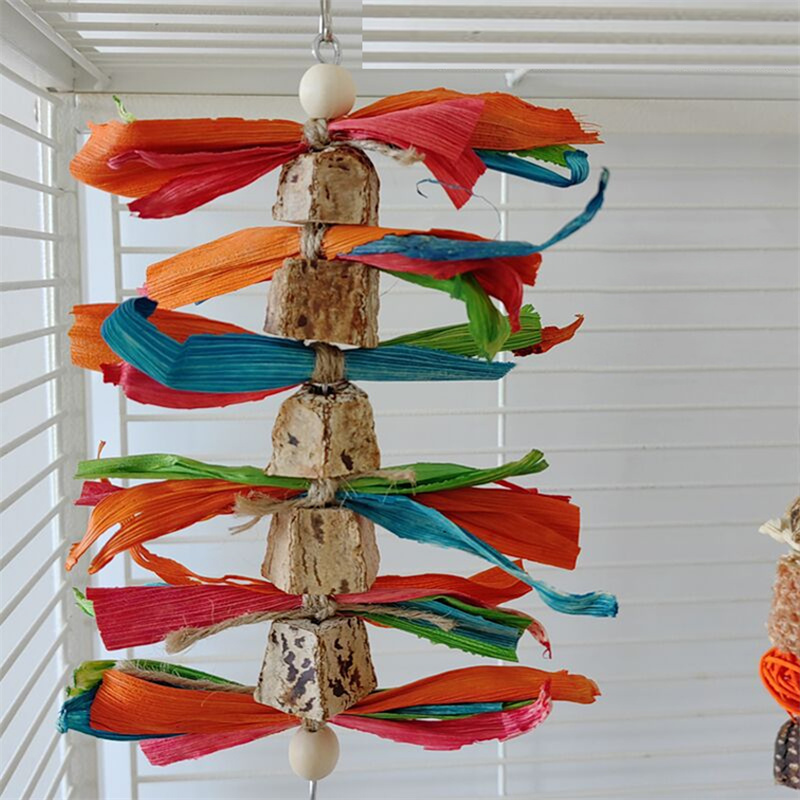 Colorful Hanging Parrot Bird Molar Toy Articles Parrot Bite Pet Bird Toy for Parrot Training Bird Cage Hanging Swing Biting Toys