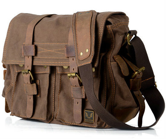 Smith +Genuine Leather Men Messenger Canvas Shoulder Men Crossbody Sg Casual Bag Satchel Canvas