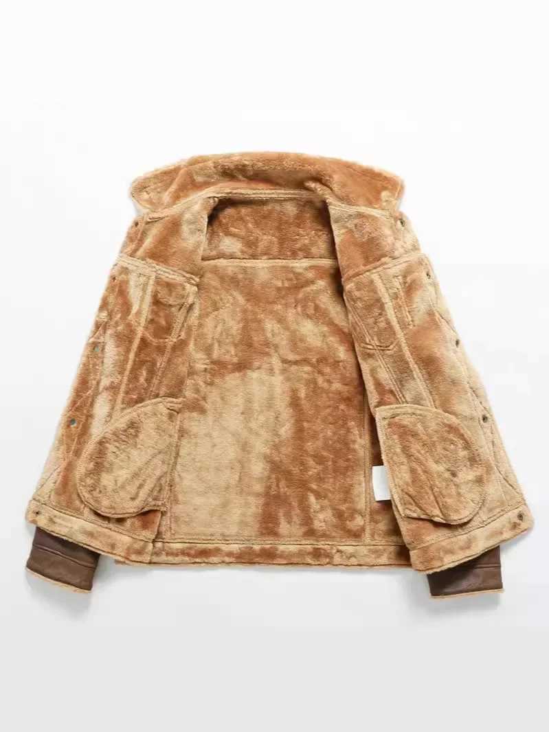 High Quality Winter mens suede leather coat high-quality M-thick warm jacket youth fashion casual jacket mens clothing mens leather jacket T241112