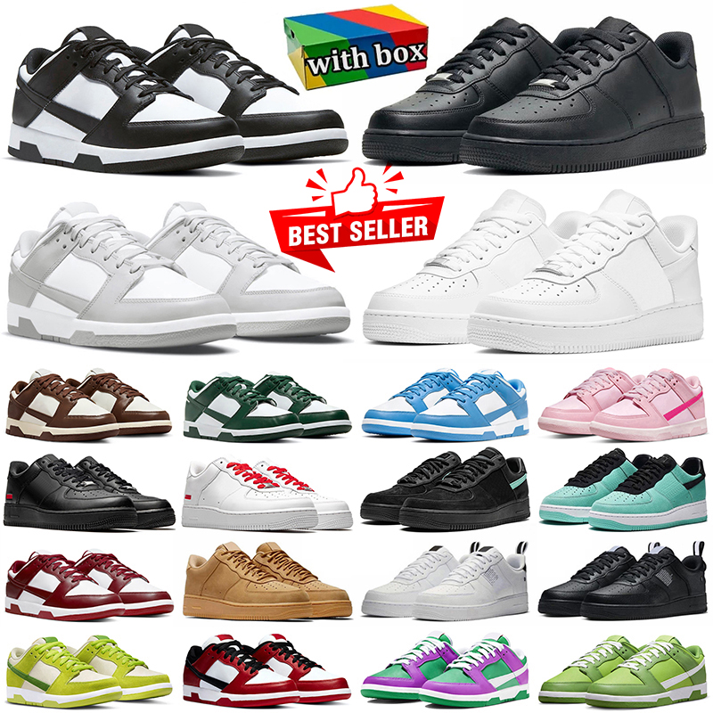 running shoes for men women one triple white black pink panda grey fog university blue active fuia womens mens trainers outdoor sports sneakers With Box