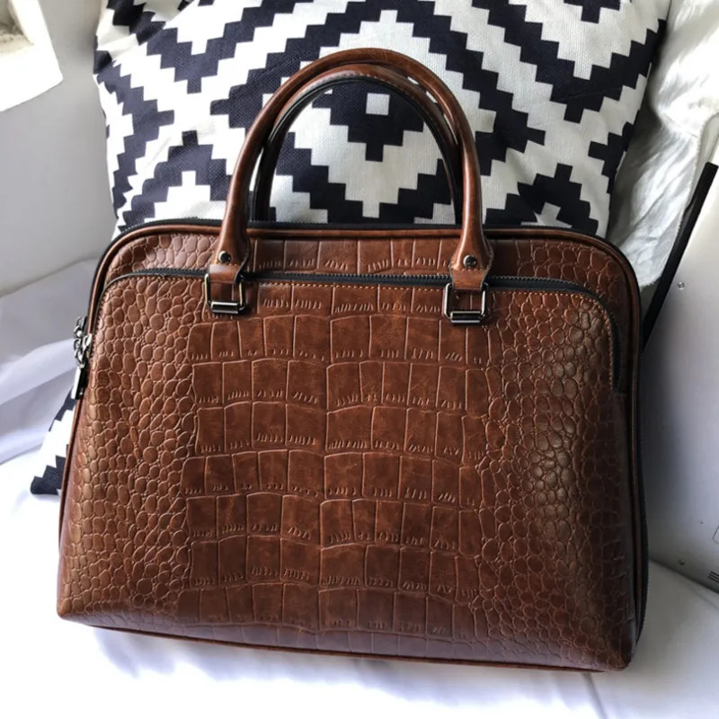 Fashion womens PU leather briefcase suitable for 13.3-inch and 14.1-inch laptop handbags womens shoulder bags and womens office leather handbags 24111