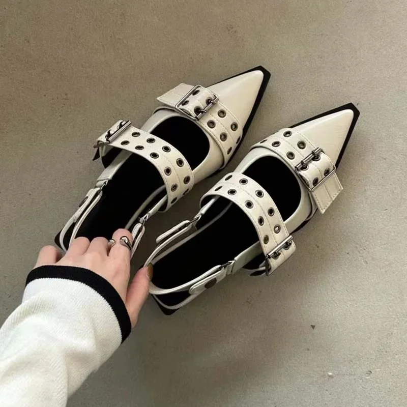 Sgback Shoes Gothic Chunky Heels Women's Pumps Rivet Street Style Medium Heel Punk Vintage Casual Sandals Spring Summer 2024