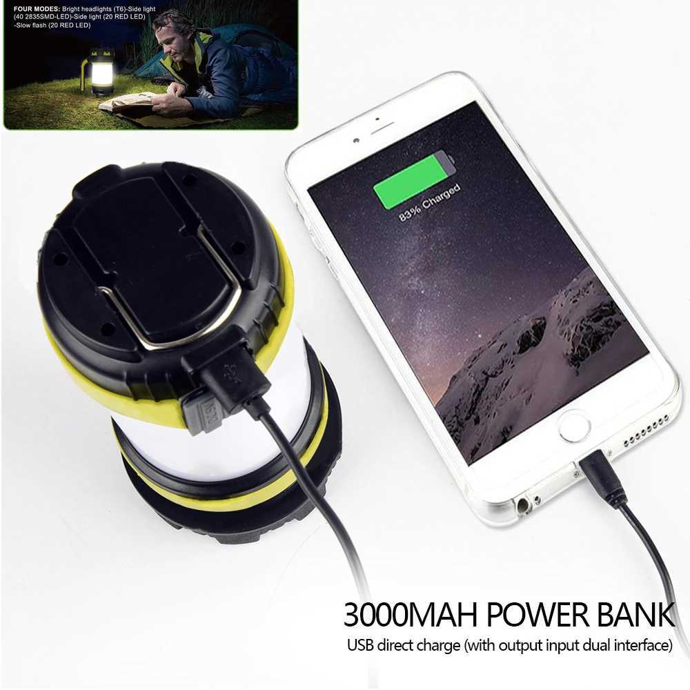 ZPAA Camp Lamp LED Camping Light USB Rechargeable Flashlight Spotlight Work Light Waterproof Searchlight Emergency Lantern Z250225