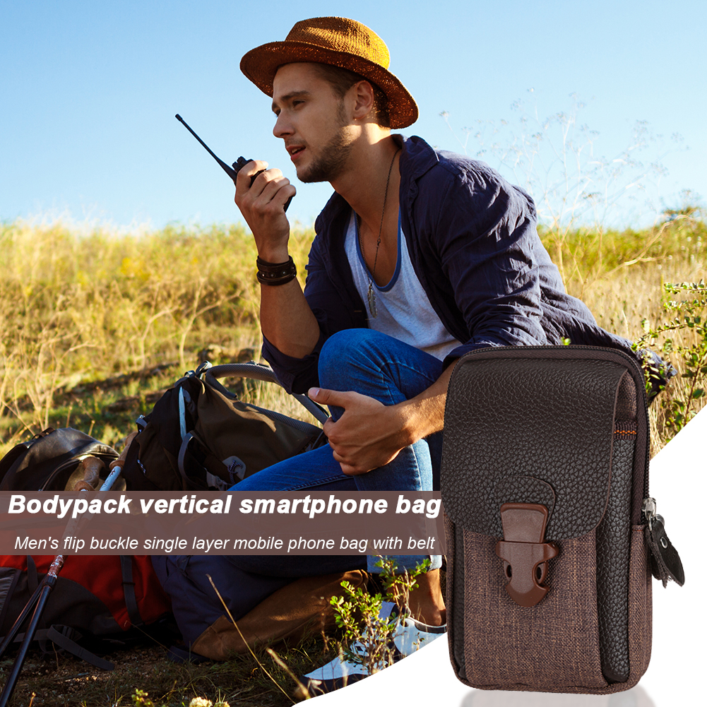 Multi-functional Portable Men Canvas Waist Belt Bum Bag Classic Texture Creative Chic Casual Travel Mobile Phone Pouch smile
