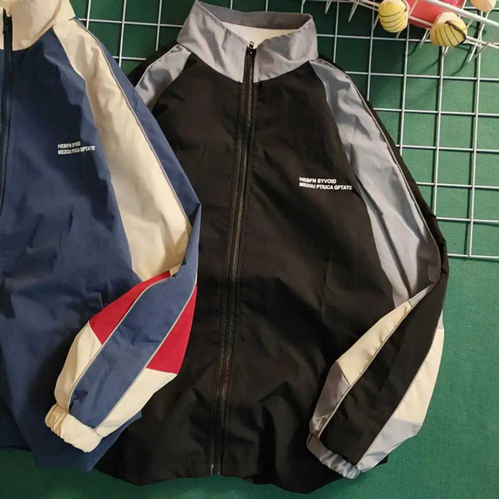High Quality Hip hop school team jacket mens High Street Pahwork colorful block Windbreer Coats spring autumn thin fashion college jacket T241112