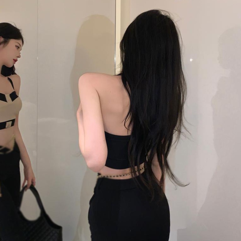 Contrasting Women'S Colors Suspenders Summer Hanging Neck Short Style ing Slim Sexy Bottoming Shirt Vests smile