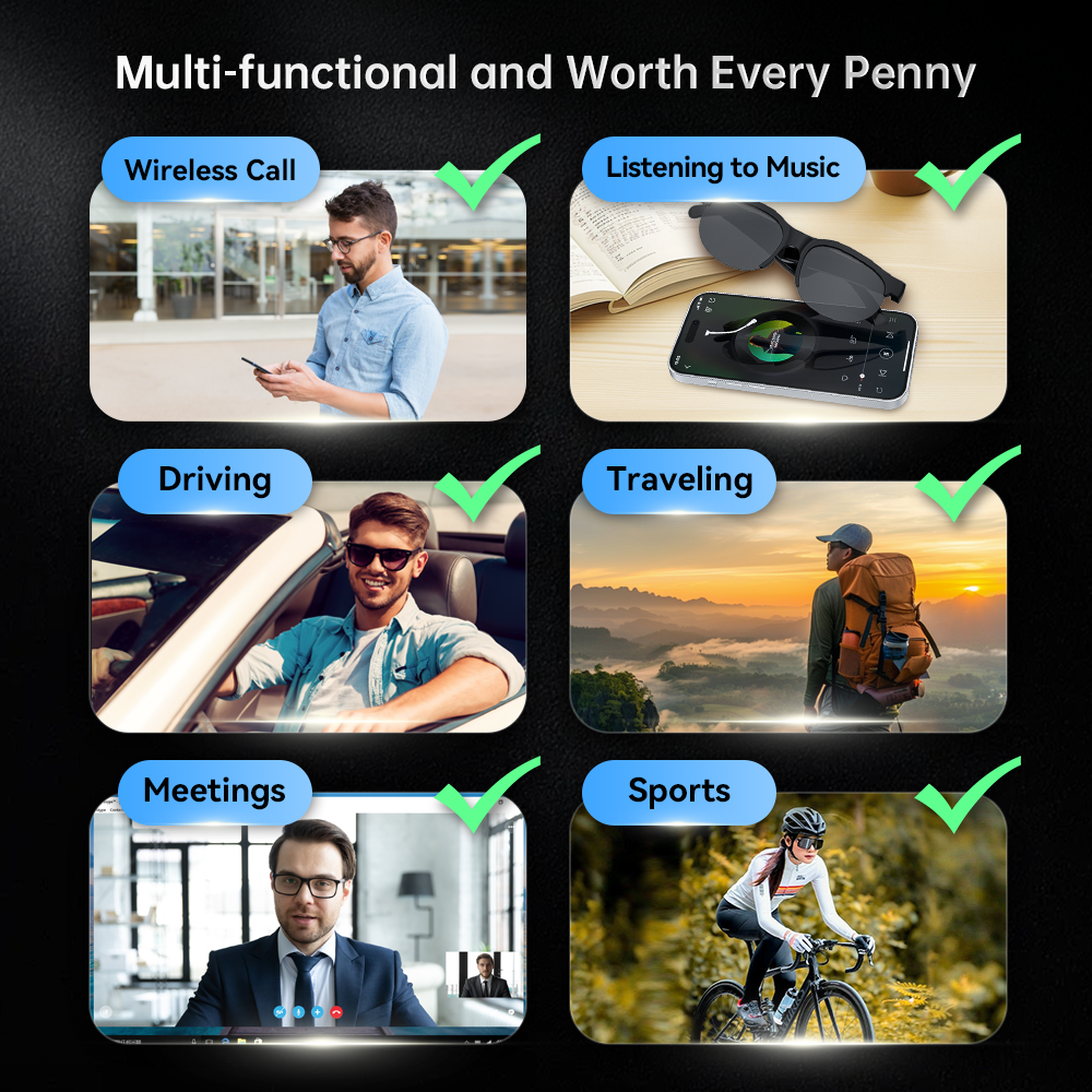 w/DeepSeek MiZEAN AI Smart Glasses Voice Real-Time 30L Translation UV400 Eye Protection, Music/Call App Control Lightweight Ergonomic Design & App Syn