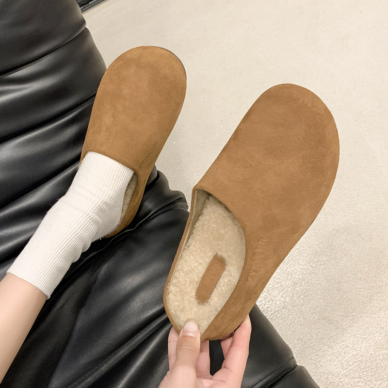 Fashionable Baotou Slippers for Women 2024 New Thickened Backless Hairy Shoes