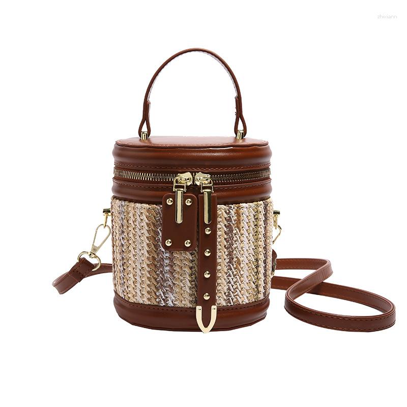 Drawstring Bucket Casual Women's Fashion Woven Bag Elegant Crossbody Summer zhanyishengli