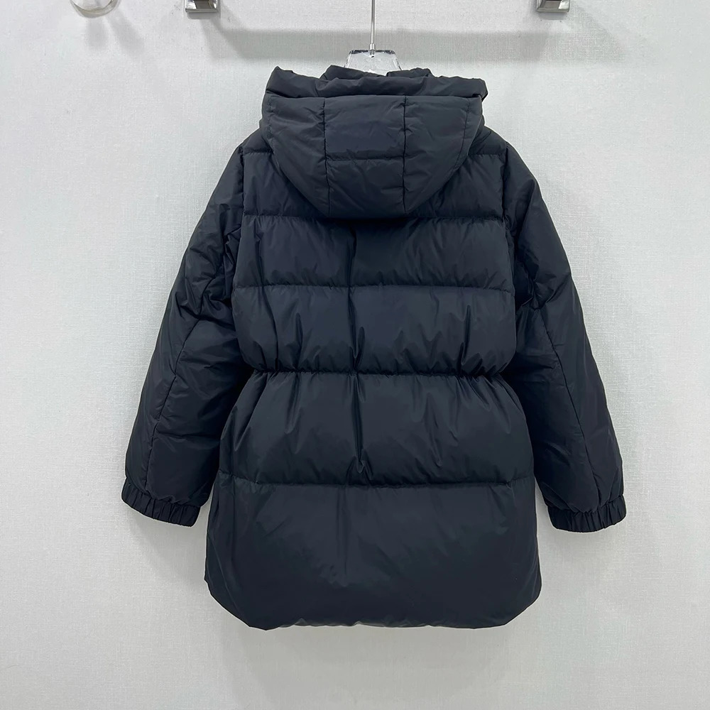 Womens high-quality fashionable hooded sweatshirt with brushed n down jacket original letter badge jacket 241112