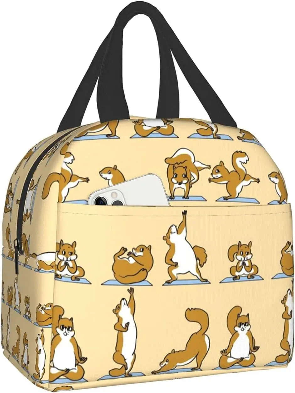 Animal Yoga Cute Lunch Bag Cooler Bag Women Men Tote Bag Insulated Lunch Box Thermal Lunch Bag for Picnic Beach Fishing Work smile
